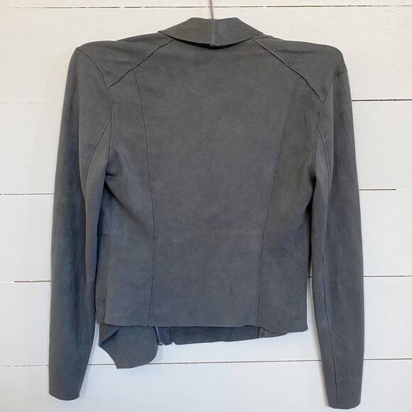 BLANKNYC Drape Front Faux Suede Asymmetrical Zip Jacket Grey XS - Picture 3 of 14